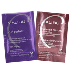 Malibu C Mini Malibu Rehab Curl Partner Contains 2 Hair Remedy Packets Hair Care for Natural Curls, Textured Hair and Perms Restores Shine and Bounce to Curly Hair, 2 count