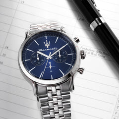 Maserati Epoca Men's Chronograph Analogue Watch 42mm - Silver
