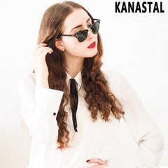 KANASTAL Polarized Horn Rimmed Sunglasses for Men and Women, Classic Half Frame Sun Glasses, Semi Rimless Shades for Womens 100% UV400 Protection Driving