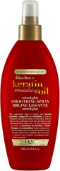 OGX Frizz-Free + Keratin Smoothing Oil Miracle Gloss Spray, 5 in 1, De-frizz & Shiny Hair, Argan Oil