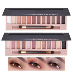 Aputue Eyeshadow Pallete, 2 Pack 12 Colors Makeup Nude Colors Eyeshadow Pallete with Brush, Matte Shimmer Glitter Pigment Eye Shadow Pallete Set, Waterproof Smokey Professional Beauty Makeup Kit