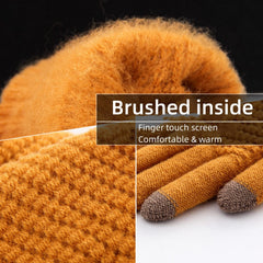 POSICHE Winter Gloves Touchscreen Gloves Jacquard Solid Color Weaving Autumn & Winter Solid Color Knitted Gloves Warm And Thick Male & Female Students Driving Gloves Elastic Cuff - Grey