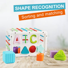 Jenilily Baby Shape Sorting Toy, Cube with 14PCS Sensory Shape Blocks, Sensory Bin Shape Sorter Toys Early Learning Education Toys for Toddlers Babies Gifts