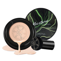 Mushroom Head Air Cushion Foundation, Nude Makeup Moisturising Whitening CC Cream Liquid Foundation Even Skin Colour Makeup Foundation (Natural)