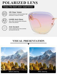 AEVOGUE Sunglasses For Women Oversized Rimless Diamond Cutting Lens Sun Glasses AE0534