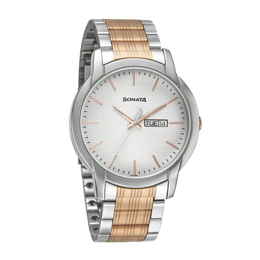 Sonata Silver White Dial Analog watch For Men-NR77031KM02