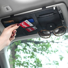 NEAGLORY Car Sun Visor Organizer Auto Car Visor Pocket and Interior Accessories Car Truck Visor Storage Pouch Holder with Multi-Pocket Net Zippers, Black