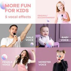 Karaoke Machine for Kids, Portable Bluetooth Speaker with Wireless Microphone for Kids, Toys Birthday Gifts for Boys 4, 5, 6, 7, 8, 9, 10 +Year Old (White), K1-L