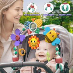 Masroo Adjustable Arch Bassinet Toys for Infant & Toddlers, Stroller Arch, Baby Crib Toys with Fascinating Toys for Stimulating Baby’s Senses and Developing Motor Skills