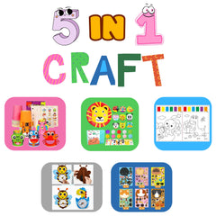 Mumfactory Art & Craft Supplies for Kids – Stickers Toys – Kids Games– Giveaways for Kids – Craft Kit - Birthday Gifts for Girls & Boys – Learning Toys – Set of 5 Toys