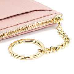 Valentoria Minimalist Small Leather Card Holder Pocket Wallet Womens Coin Purse Handbag (Pink)