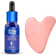 Blue Nectar Vitamin C Face Serum with Gua Sha | For Glowing Skin & Pigmentation | Hyaluronic Acid |(9 Herbs, 30 ml)