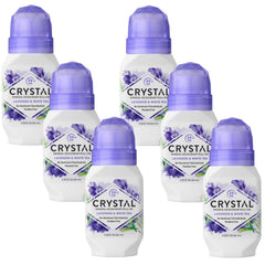 Crystal Essence Mineral Deodorant Roll-On, Lavender & White Tea 2.25 oz (Pack of 6)