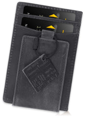 Fidelo Leather RFID Minimalist Wallet EDC Slim Wallet Credit Card Holder Money Clip for men, Maverick "Distressed Gray" Crazy Horse Leather, One Size, Rfid Wallet