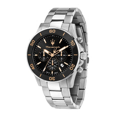 Maserati COMPETIZIONE 43MM CHR Black DIAL BR SS, Modern - Stainless Steel/Metallic