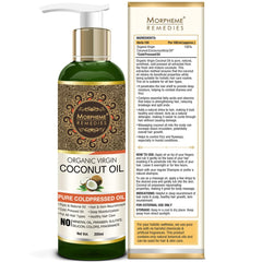 Morpheme Pure Organic Virgin Coconut Oil (ColdPressed) For Hair, Body, Skin Care, Massage 200ml