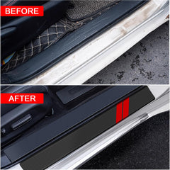 REMOCH 4 PCS Car Door Sill Protector Dodge Charger Durango Challenger Journey Accessories Door Entry Guard Sill Plate Step Scuff Plate Scratch Pad Protective Carbon Fiber Threshold Stickers(Red)
