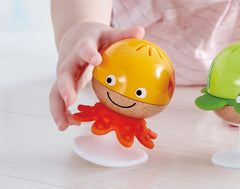 Hape Stay-Put Rattles 3-Piece Baby Toy Set with Suction Cups, Bright, Colorful Sea Animal Toys Whale, Turtle, Octopus Suction Toys, Sensory & Motor Skills, Infant Toys, Highchair Toys, Mealtime Toys