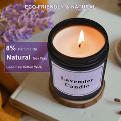 FRAGSCEN Lavender Candle, Candles for Home Scented, Candles Gifts for Women Mom Grandma, Mothers Day Gifts, Aromatherapy Candles for Stress Relief, Natural Soy Candle, 7oz 40 Hours