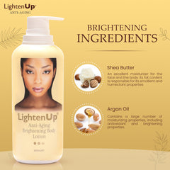 OMIC LightenUp, Anti Aging Brightening Body Lotion - 13.5 Fl oz / 400ml - Moisturizing Body Lotion - For Armpits, Elbows, Knees, and Heels - Body Moisturizer with Argan Oil, Shea Butter