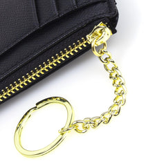 Valentoria slim rfid blocking card holder small pocket wallet keychian zipper coin purse minimalist leather cash & coin & cards case for women men, black, s, rfid wallet, 801, T801
