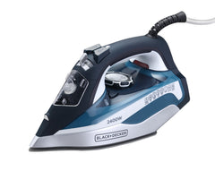 BLACK & DECKER Steam Iron, 2400W, 380ml Water Tank, Ceramic-Coated Soleplate, Vertical Steam, Anti-Drip, Anti-Calc, Auto Shutoff, Self-Clean, Steam Burst, and 35g/min Continuous Steam – Blue