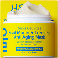 SeoulCeuticals Korean Face Mask Skin Care - Snail Mucin Turmeric Mask for Face β Cruelty Free K Beauty Anti Aging Face Mask for Healthy, Youthful Glow 2oz