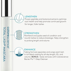 Colorescience TOTAL LASH™ MASCARA - Eyelash Regrowth High Pigment Density, Non-Clumping, Non-Comedogenic, Non-Flaking, Smudge-Proof