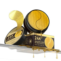 ZZILME 24k Gold Eye Patches - Firming, Glowing & Hydrating Hydrogel Mask for Puffy Eyes, Dark Circles, Wrinkles, Fine Lines, Eye Bags Treatment, 60Pcs