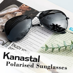 KANASTAL Polarized Sunglasses for Women and Men, Metal Frame Sun Glasses Retro Shades for Mens Driving Outdoor Military Style 100% UV400 Protection