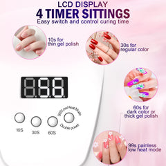 NAILGIRLS UV LED Nail Lamp, 168W Fast UV Light for Nails Gel Polish, Professional Curing with 4 Timer Setting Auto Sensor, LED Gel Nail Dryer for Fingernail and Toenail Home Salon Use, Nail Art Tools