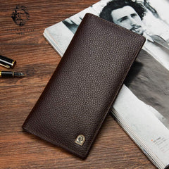 LAORENTOU Bifold Long Leather Wallets for Men Genuine Cow Leather Gift Box Packing Card Holder Men's Slim Wallet, 02 Brown, ONE SIZE, Casual
