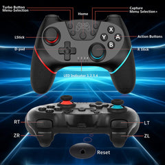 Controller for Switch, Wireless Pro Controller for Switch/Switch Lite/Switch OLED, Remote Gamepad with Joystick, Adjustable Turbo Vibration, Ergonomic Non-Slip - Black