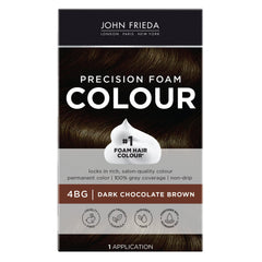 John Frieda Precision Foam Hair Color, Dark Chocolate Brown 4PG, Full Coverage Fade-Proof Hair Dye Kit, Deep Color Saturation Hair Dye, 1 Application