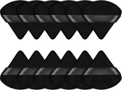 Sponge Triangular Makeup Puffs, 12 Pieces, Black, Soft Reusable Face Cosmetic Tools for Foundation, Powder, Blush, Concealer & More (Black, Rose & white) (Black)