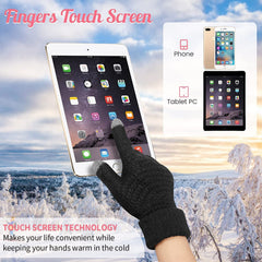 4 Pieces Winter Glove and Hat Set Women Winter Hat Touchscreen Gloves Warm Knitted Beanie Hats and Gloves for Women - 12
