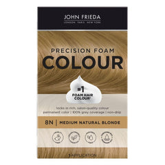 John Frieda Precision Foam Color, Medium Natural Blonde 8N, Full-Coverage Hair Color Kit, With Thick Foam For Deep Color Saturation
