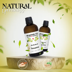Drsous Ca Organic Sesame Seed Oil 100ml | 100% Cold Pressed Virgin Sesame Undiluted Therapeutic Grade Massage Oil | Soothes Skin and Good for Hair Growth | Made in Palestine