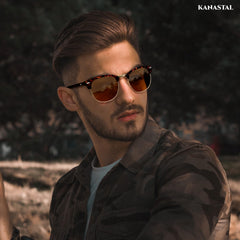 KANASTAL Polarized Horn Rimmed Sunglasses for Men and Women, Classic Half Frame Sun Glasses, Semi Rimless Shades for Womens 100% UV400 Protection Driving