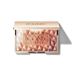 ICONIC LONDON Luscious Glow Baked Face Highlighter | Multi-Use Palette, Includes 4 Blended Highlighting Shades, Cruelty Free, Vegan Makeup, 0.35 oz
