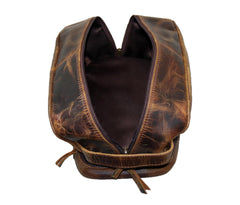 jaald Men's Buffalo Genuine Leather Toiletry Bag Waterproof Dopp Kit Shaving Bags And Grooming For Travel Groomsmen Gift Men Women Hanging Zippered Makeup Bathroom Cosmetic Pouch Case Make Up kit