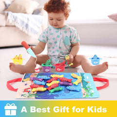 Jenilily Montessori Toys for 1 Year Old, Cloth Fishing Game, Boy Girls Toys Gifts, Baby Toys 6 to 12-18 Months, Baby Stacking Cups