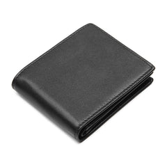 Polare Men's RFID Blocking Cowboy Genuine Natural Crazy Horse Leather Bifold Wallet - Black-Medium