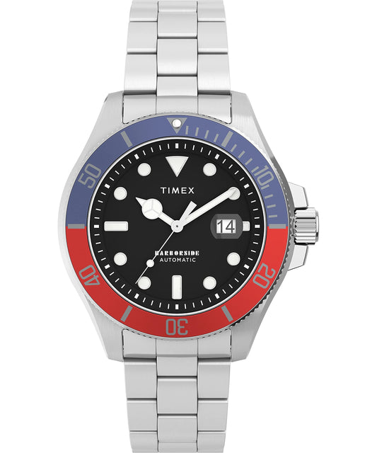 Timex TW2V72100 Harborside Coast Automatic Analogue Watch for Men, 44 mm Size, Silver