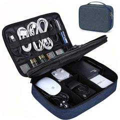 VOL Electronic Organizer, Accessories Organizer Travel Double Layer Electronics Bag Large for 10.5 inch iPad Pro, Adapter, Cables (Bule)