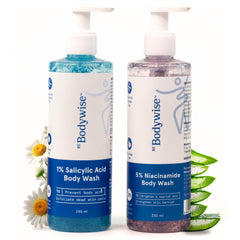 Be Bodywise 5% Niacinamide Body Wash & 1% Salicylic Acid Body Wash | With Aloe Vera & Chamomile Extract | For Glowing, Radiant & Even Skin | 500ml