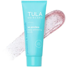 TULA Skin Care So Poreless Exfoliating Blackhead Scrub - Powerful and Gentle Exfoliation, Refreshing and Smoothing, Contains Probiotic Extracts, Volcanic Sand, Pink Salt, and Witch Hazel, 2.89 oz