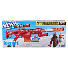 NERF Fortnite Heavy SR Blaster Scope, Big Blaster, 6 Mega Darts, 6-Dart Clip, Kids Toy Foam Blasters, Fortnite Toys for Boys and Girls