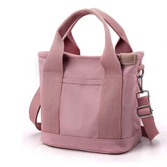 MAAWO Large Capacity Multi-Pocket Handbag Canvas Japanese Handmade Tote Crossbody Bag Shoulder Purse for Work Daily Travel (Pink)
