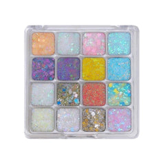 HONPOLO 16 Colors Eye Glitter & Shimmer Makeup Palette, Mermaid Makeup Glitter, Matte Finish, Long-Lasting, Non-Smudge, Festival Glitter Sequins for Face, Body, Eyes, Hair, Nails, Lips, Cosmetics